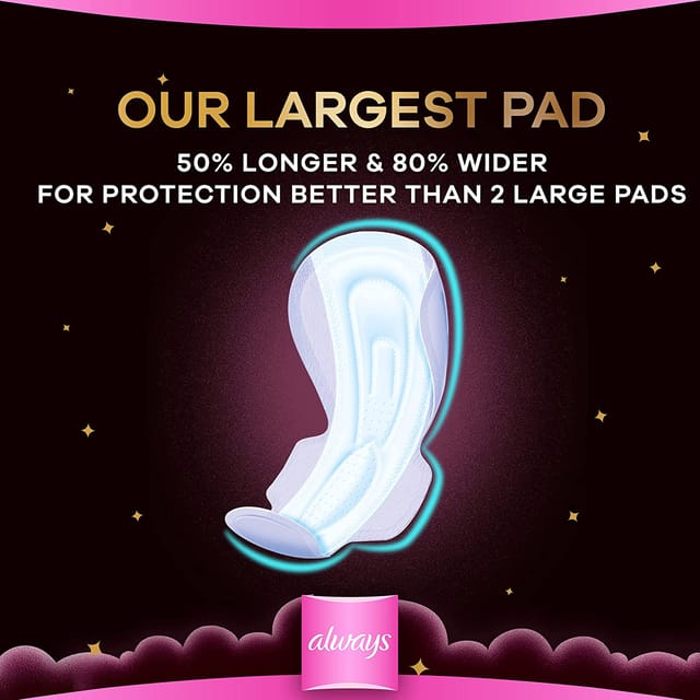 Always Dreamzz Pad Clean & Dry Maxi Thick, Night Long Sanitary Pads W/  Wings 20 Count