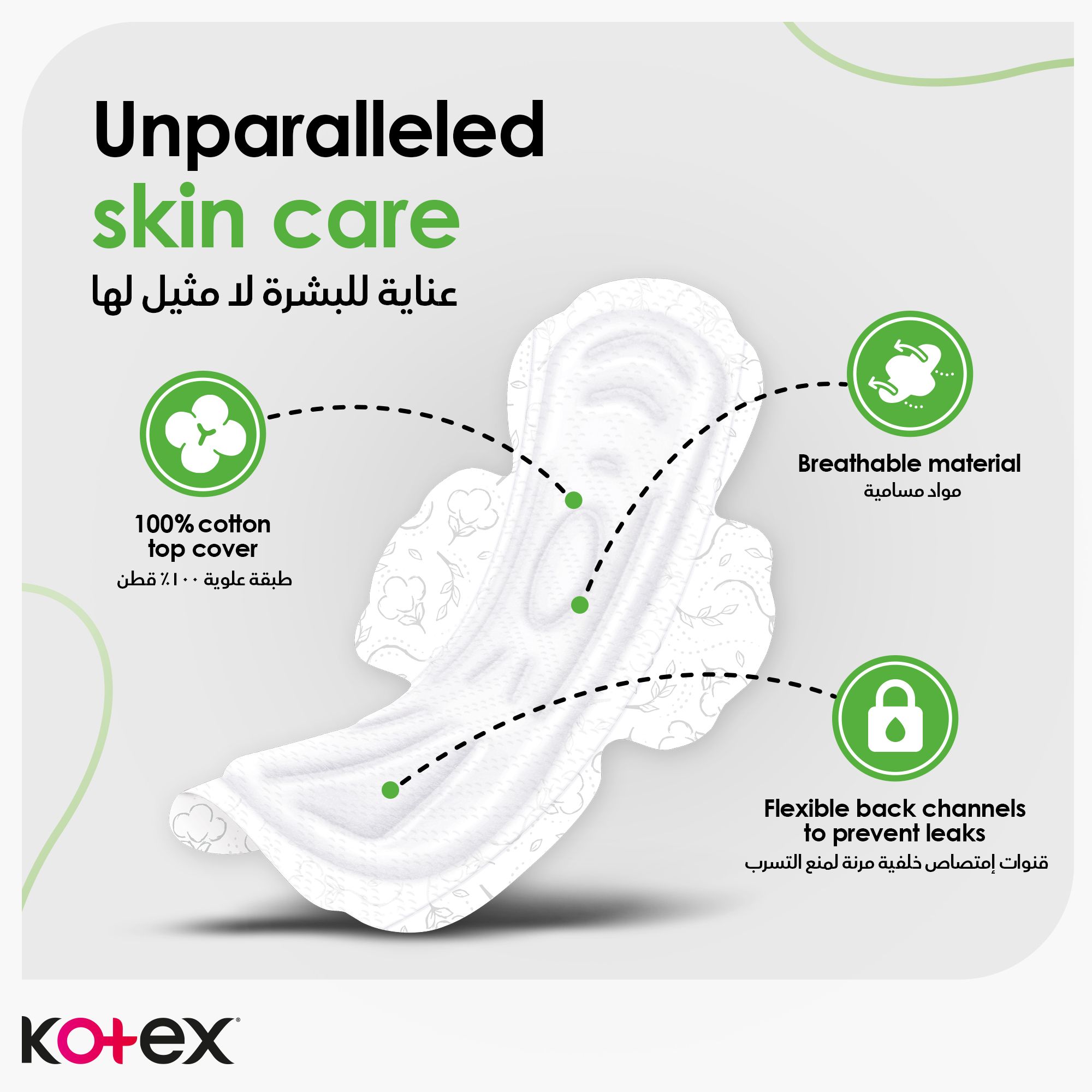 Kotex Natural Maxi Protect Thick Pads, 100% Cotton Pad, Super Size with Wings, 26 Sanitary Pads